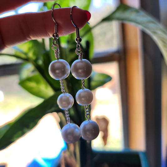 3 pearl earrings